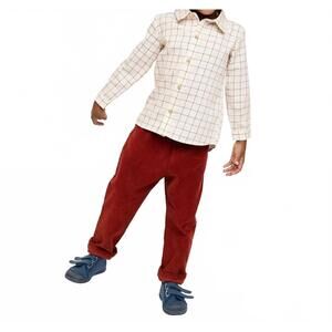 NEW OSO & ME boys' jeffie shirt in pomegranate plaid